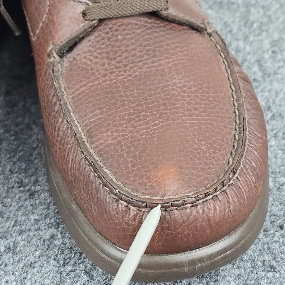 SAS‎ bout Time Men's 12M Brown Leather Comfort Moc Toe Lace Up Shoes USA Made